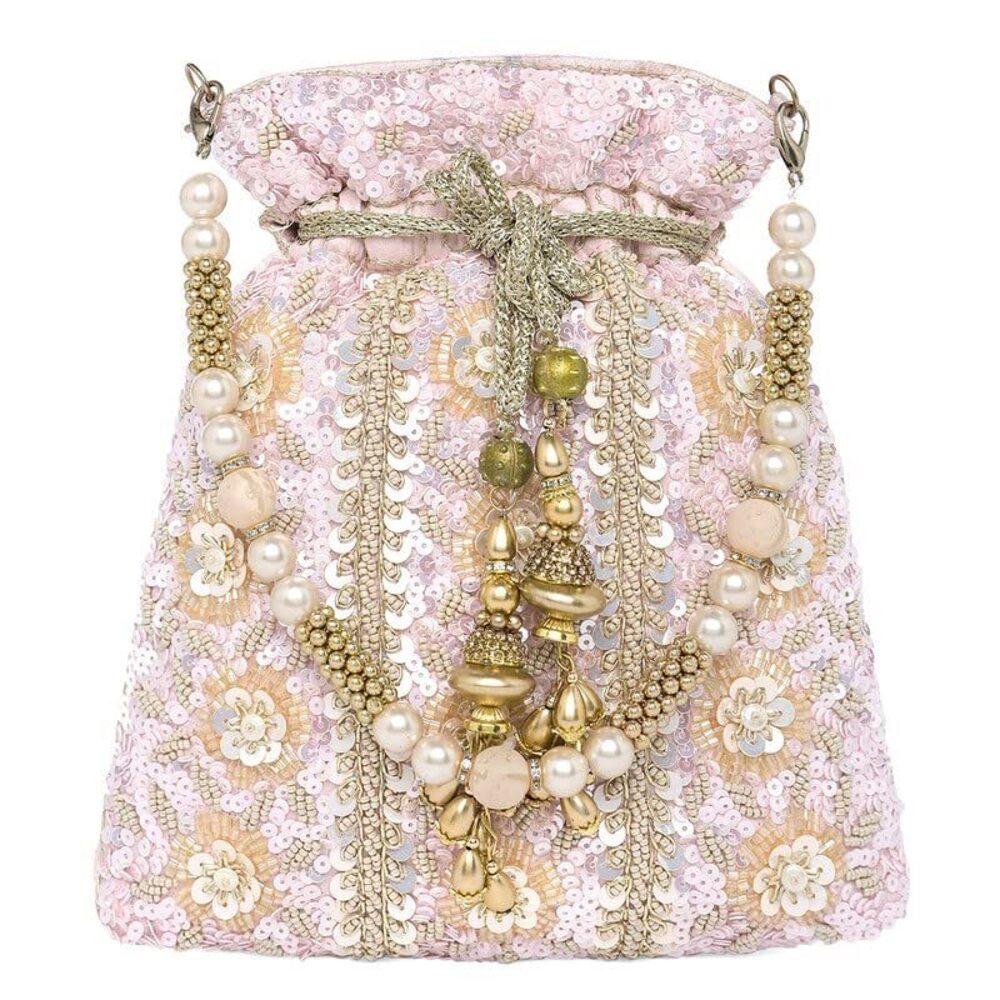5206 Pink Potli Purses Gift Handmade Evening Handbag Stylish Bridal Fashion